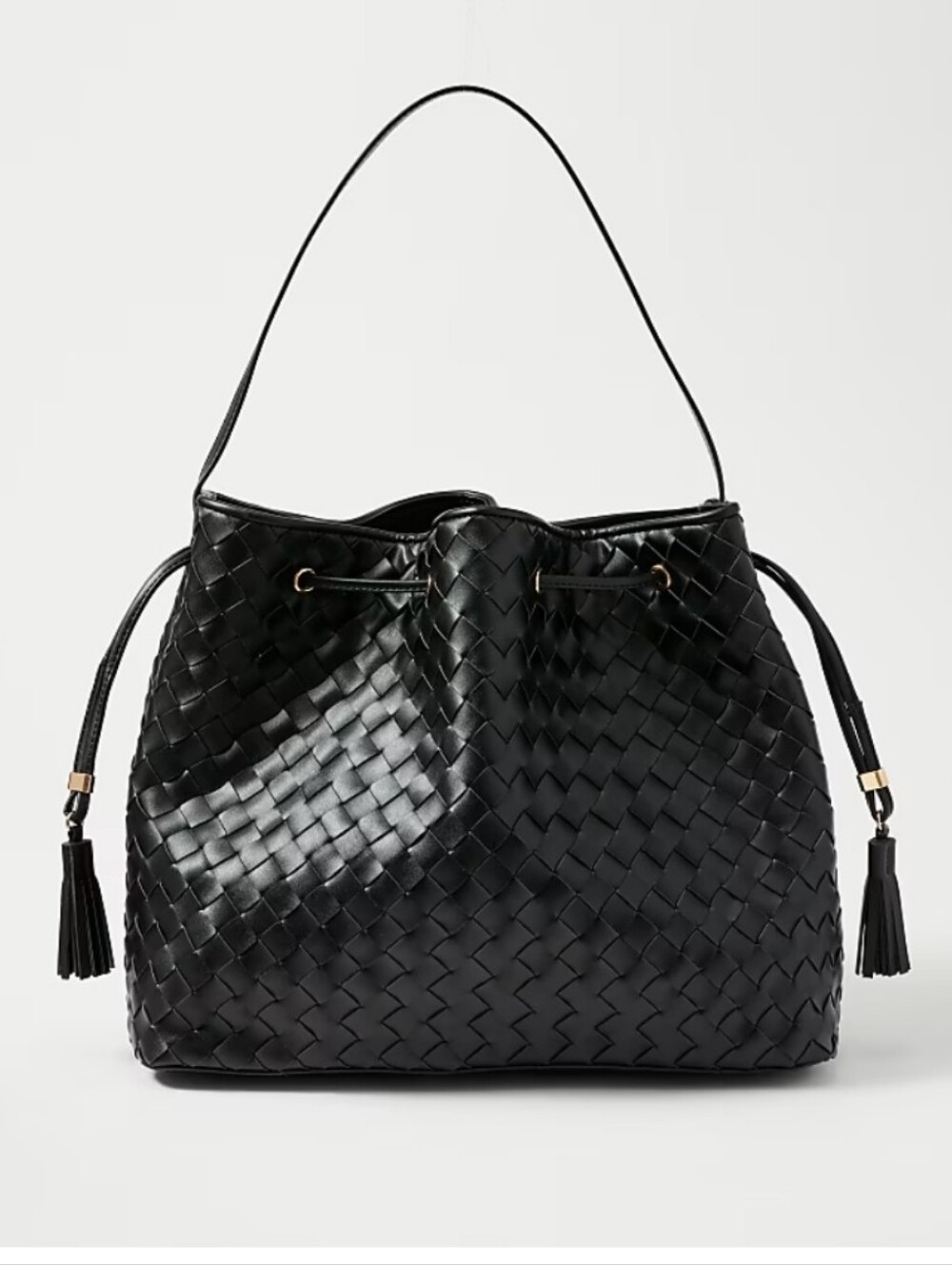 Cinched Tassle Woven Tote
